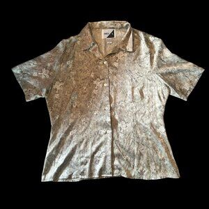 Vintage Jennifer L. 100% Silk Romantic Grunge Floral Button Down Blouse 12
